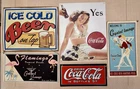 Vintage Style Beer & Coca-Cola Tin Metal Signs Lot | Bar Man Cave Wall Decor