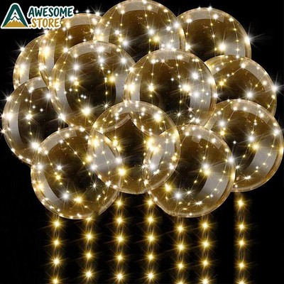 10 Packs LED Light Up BoBo Balloons Wedding Birthday Valentine's Day Party Decor
