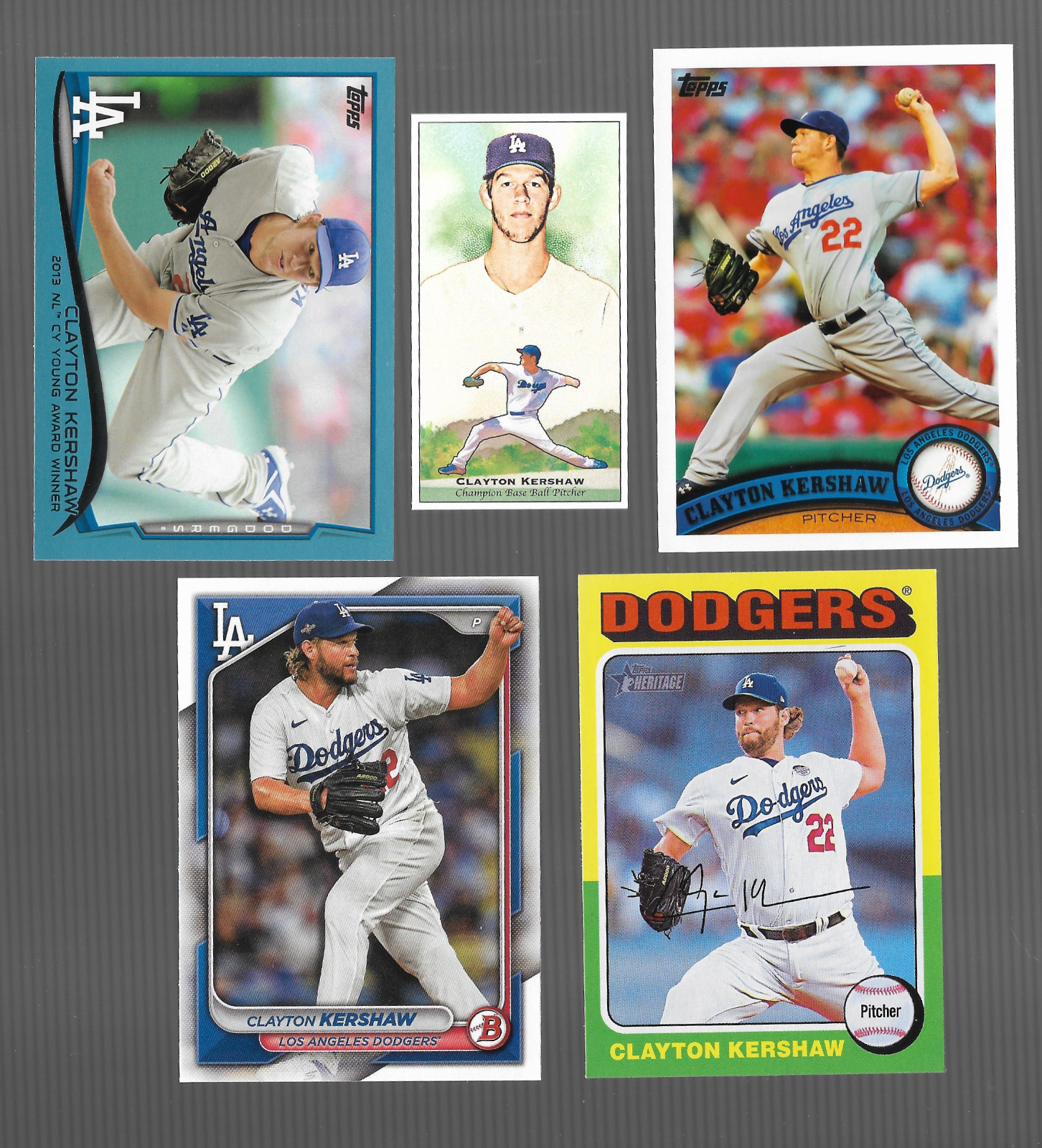 (5) Clayton Kershaw Lot MLB Baseball Cards Dodgers