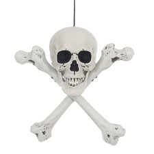 Lifesize Hanging Skull & Crossbones Halloween Party Prop Decoration 42cm