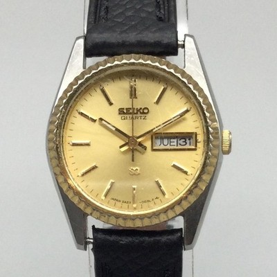 Vintage Seiko Womens Watch 23mm Two Tone 2N23-0030 Leather New Battery