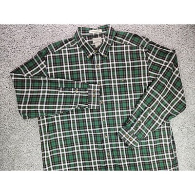 LLBean Flannel Shirt Mens XL Cashmere Wool Blend Green Plaid Button Down