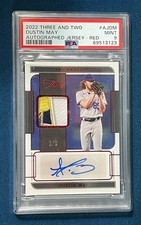 2022 Dustin May Three And Two Red Auto/Patch 2/3 SSP Dodgers PSA 9 MINT