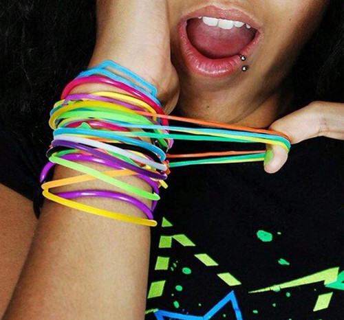 10 x PULSERAS GOMOSAS Jalea Goma Bandas Pelo Halloween Pulsera Fiesta Vestirse - Imagen 28 de 40