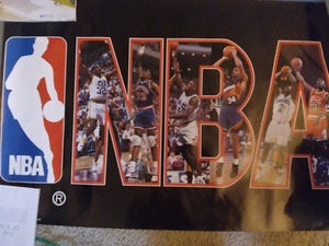 Vintage 90s NBA Poster Jordan, Ewing, Barkley, Malone, Magic +more 22x34" NM rar