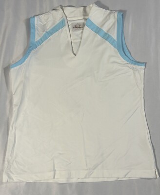 EP PRO TOUR TECH Women's Large white/sky blue sleeveless Golf Tennis Shirt