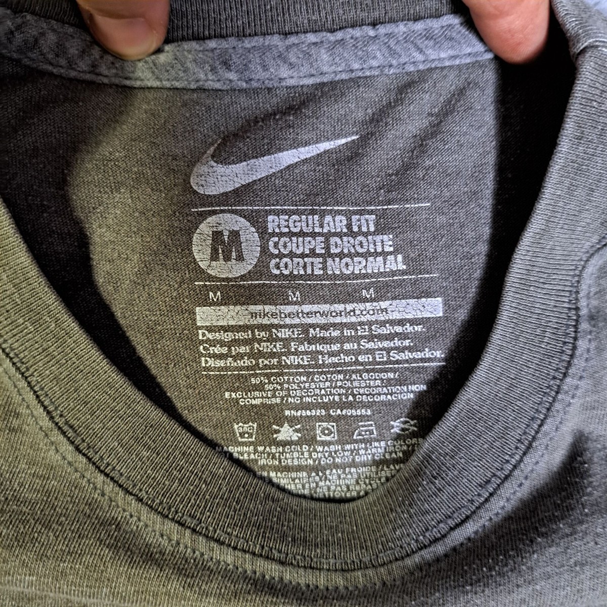 Nike Mens Regular Fit T-Shirt Gray With Blue Logo Size M