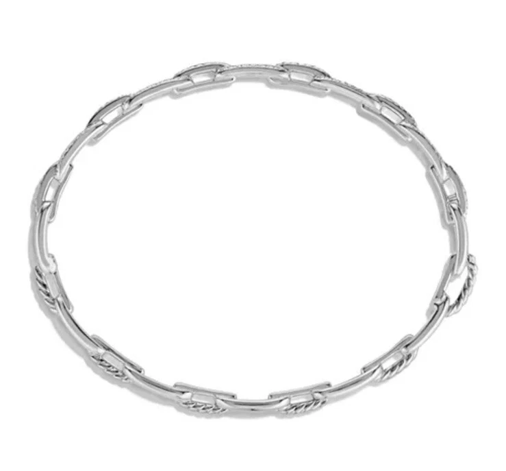 Brazalete de eslabones de cadena David Yurman Stax con diamantes en oro blanco de 18 quilates Foto 2 de 4