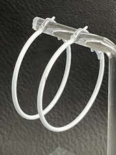 FUN NEW PAIR WOMEN'S HOOP EARRINGS 40MM WHITE