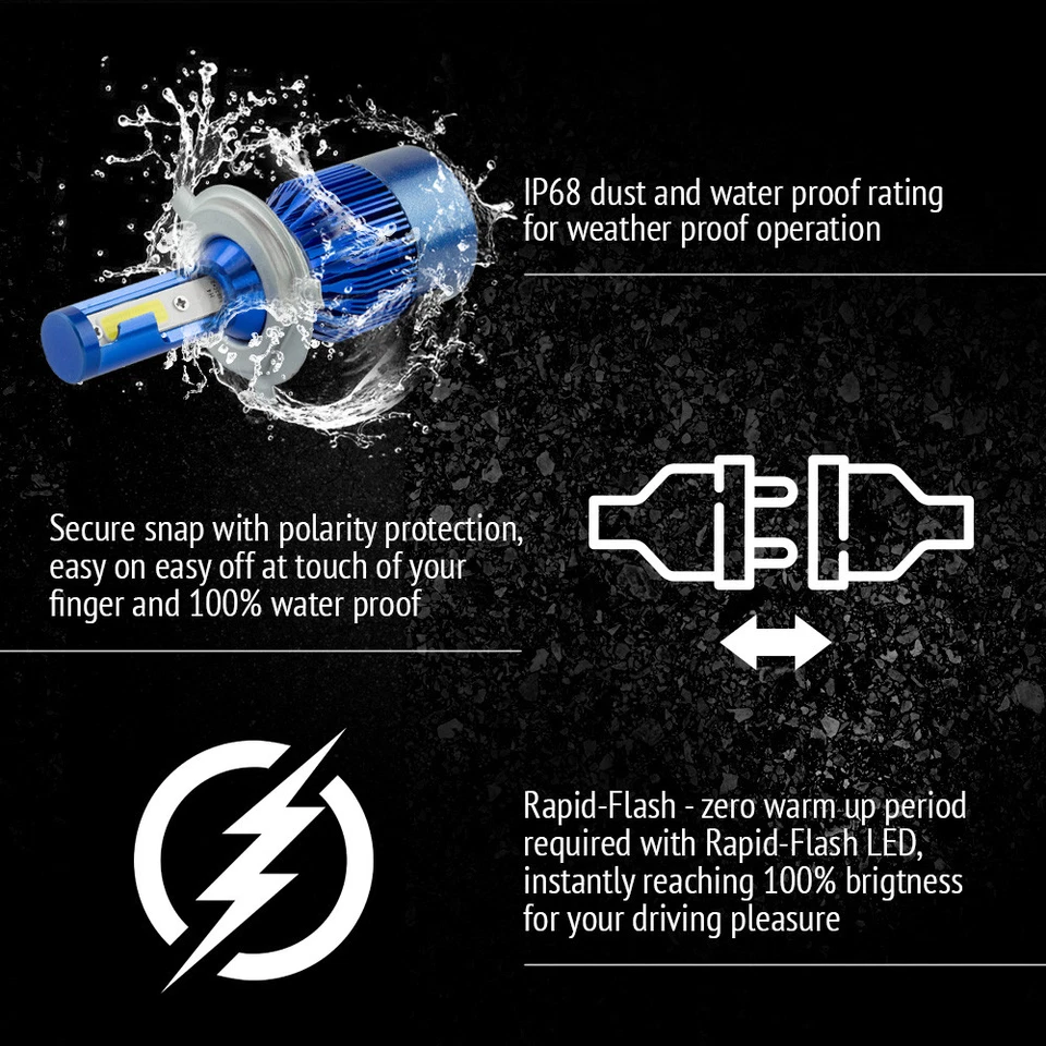 AUTOVIZION LED Headlight Conversion kit H4 9003 6000K 1995-2003 Mazda Protege - Image 4 of 4