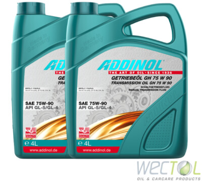 2 x 4 Liter ADDINOL Getriebeöl GH 75 W 90 synthetisch 75W90 GL-4 GL-5 8 Liter