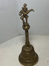 Brass Dinner Bell Tibetan Buddhist Dinner Bell  11 3/4” Tall Meditation Prayer