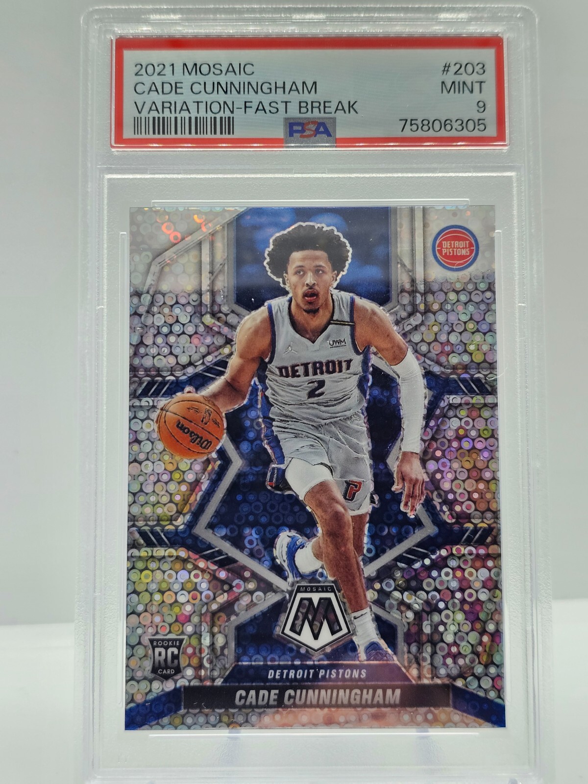 2021-22 Mosaic Cade Cunningham Rookie RC Variation Fast Break Prizm #203 PSA 9