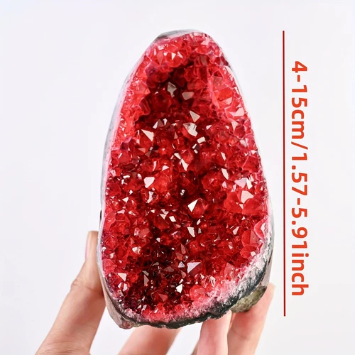 1PC Wine Red Geode Cluster with Display Stand Premium Crystal Home Office Decor - Picture 7 of 23