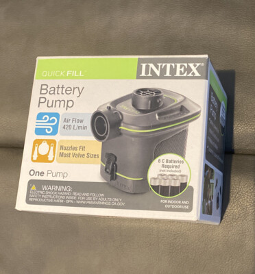 INTEX QUICK FILL BATTERY PUMP W/ 3 ASSORTED NOZZLES INFLATES/DEFLATES  AP638 NEW