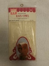 Vintage Rain Bonnet Rain Cowl Satin Tricot and Vinyl  Unique old Item NICE