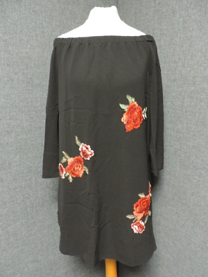 Cameo Rose Embroidered bardot Dress Black UK 8 RRP £22.99 LN025 DD 04