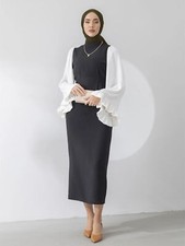 Muslim Women Flare Sleeve Maxi Dress Abaya Kaftan Dubai Evening Islamic Turkey
