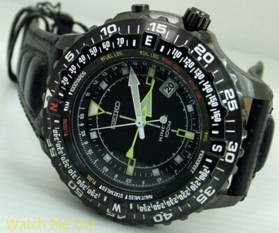 Brand New Seiko Kinetic SKA425P1 Pilots Black Leather Flightmaster