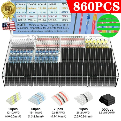 Solder Connector Wire Seal Heat Shrink 900 Box Kit Car Automotive Electric Leads - Picture 3 of 17