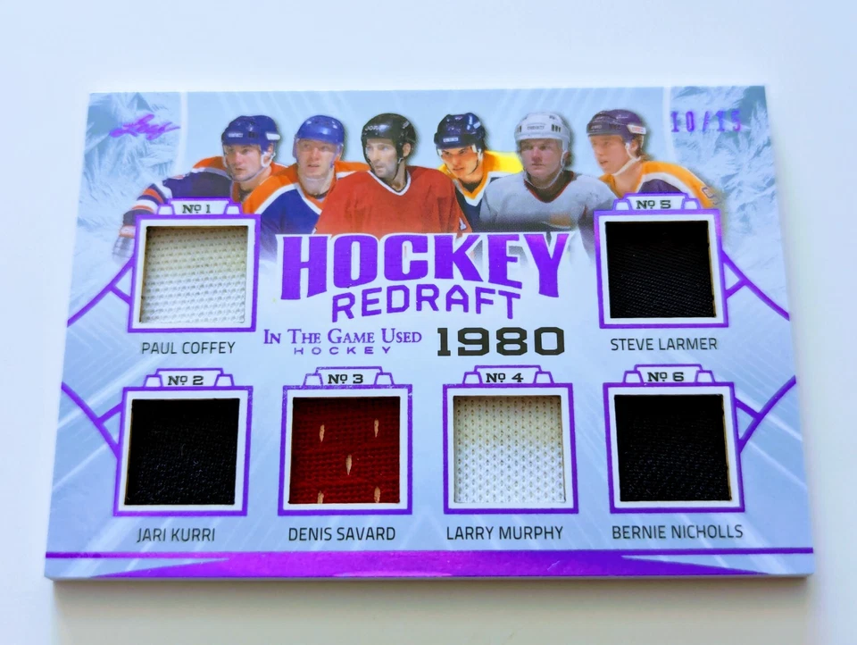 🔥#/15 COFFEY KURRI SAVARD MURPHY LARMER 6 RELIQUIAS 2020-21 HOJA EN EL JUEGO USADO Foto 2 de 4