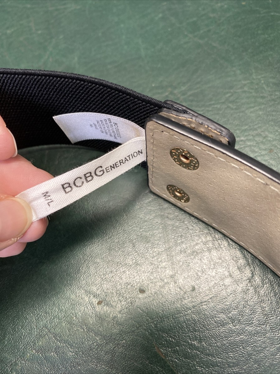 BCBG Generation Wide Shiny Black Faux Leather Belt Size M/L  display picture 1