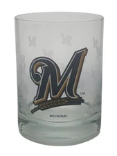 Satin Etch Rocks Glass for Whiskey, Cocktails, Scotch, 14oz (Milwaukee Brewers)