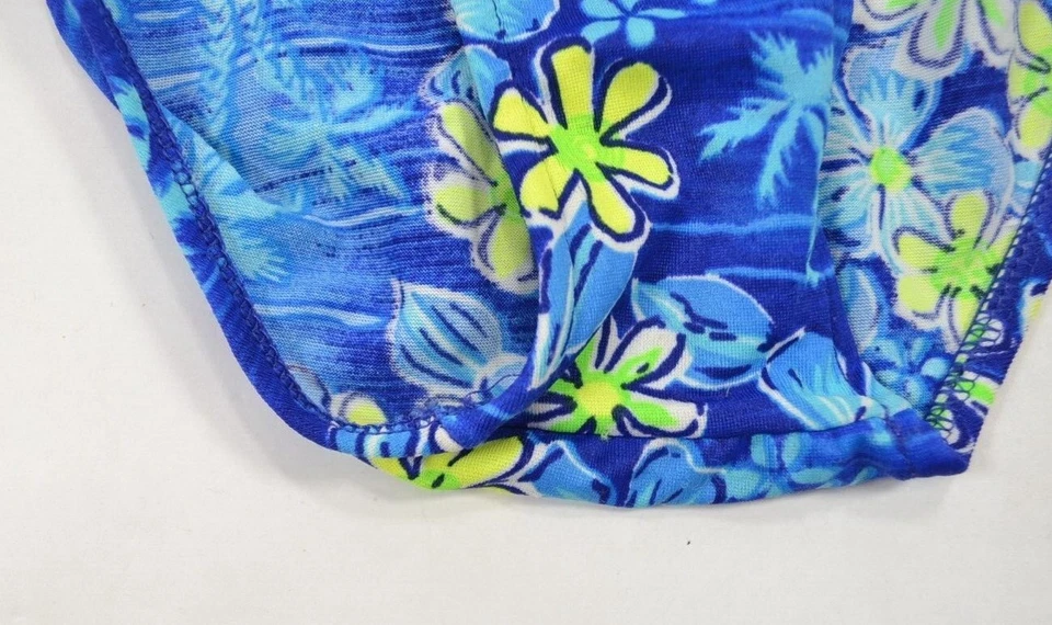 Parte inferior de bikini De La Mer Brasil azul neón isla estampado floral descarado para junior Foto 3 de 4