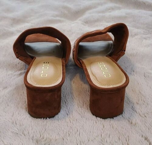 CHICO'S NWT $159 9M embroidered Floral Suede Women's Slides Shoes Sandals - Picture 3 of 5