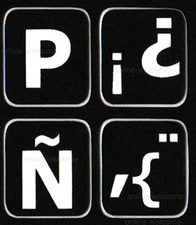 SPANISH TRADITIONAL LARGE LETTERS KEYBOARD STICKER NON TRANSPARENT BLACK
