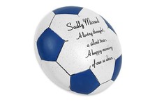 Sadly Missed Graveside Memorial Football Grave Decoration Garden Ornament Blue