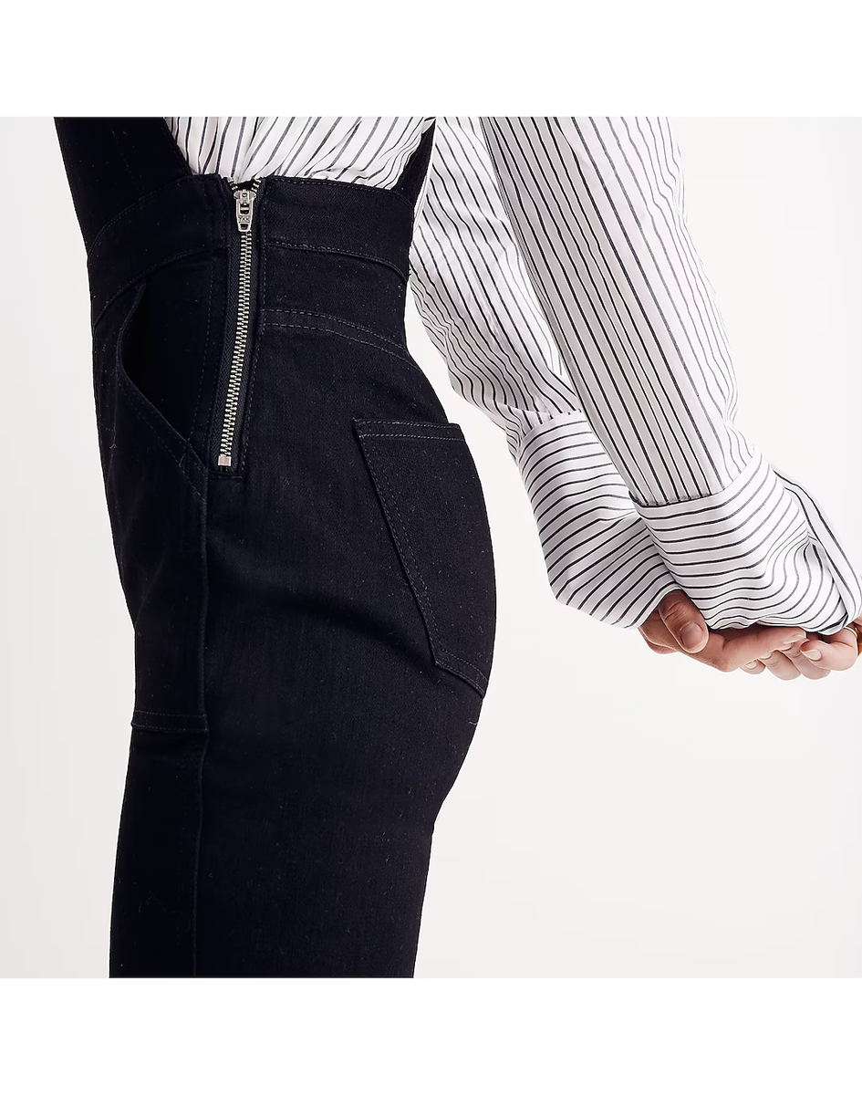 Madewell Black Skinny Overalls: Raw-Hem Edition Cotton Blend Madewell Black Skinny Overalls: Raw-Hem Edition Cotton Blend