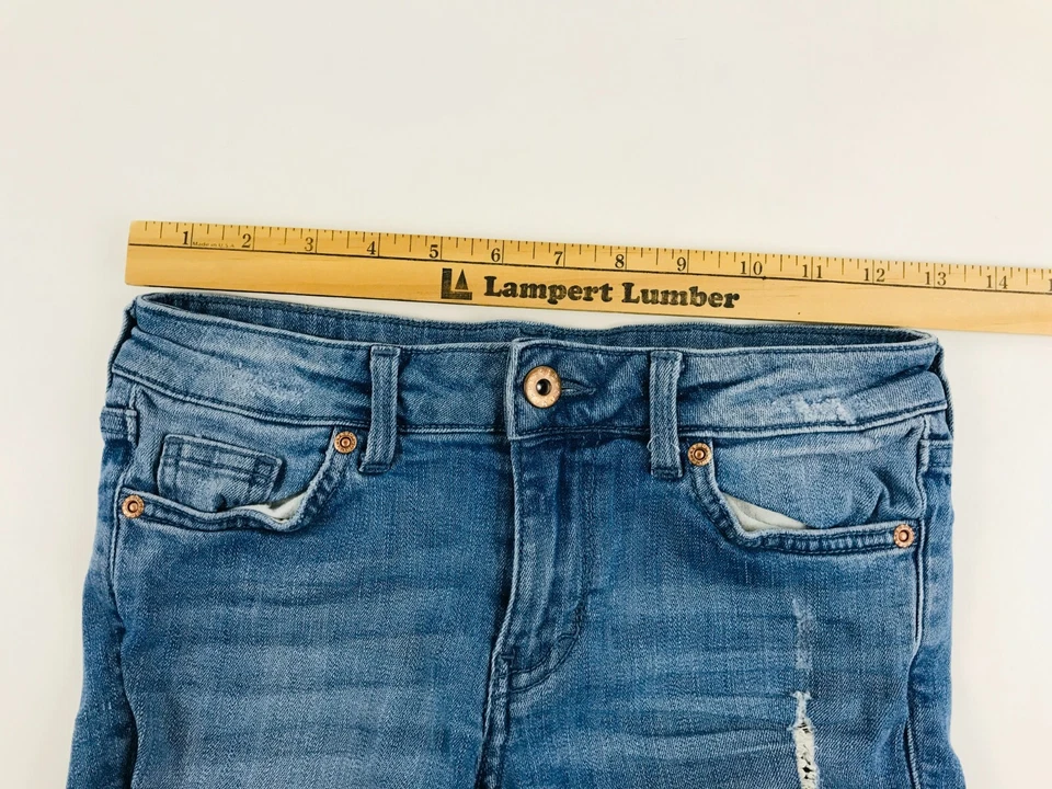 Pantalones de mezclilla ajustados largos desgastados talla 6 de tiro bajo H&M DIVIDED para mujer Foto 3 de 4