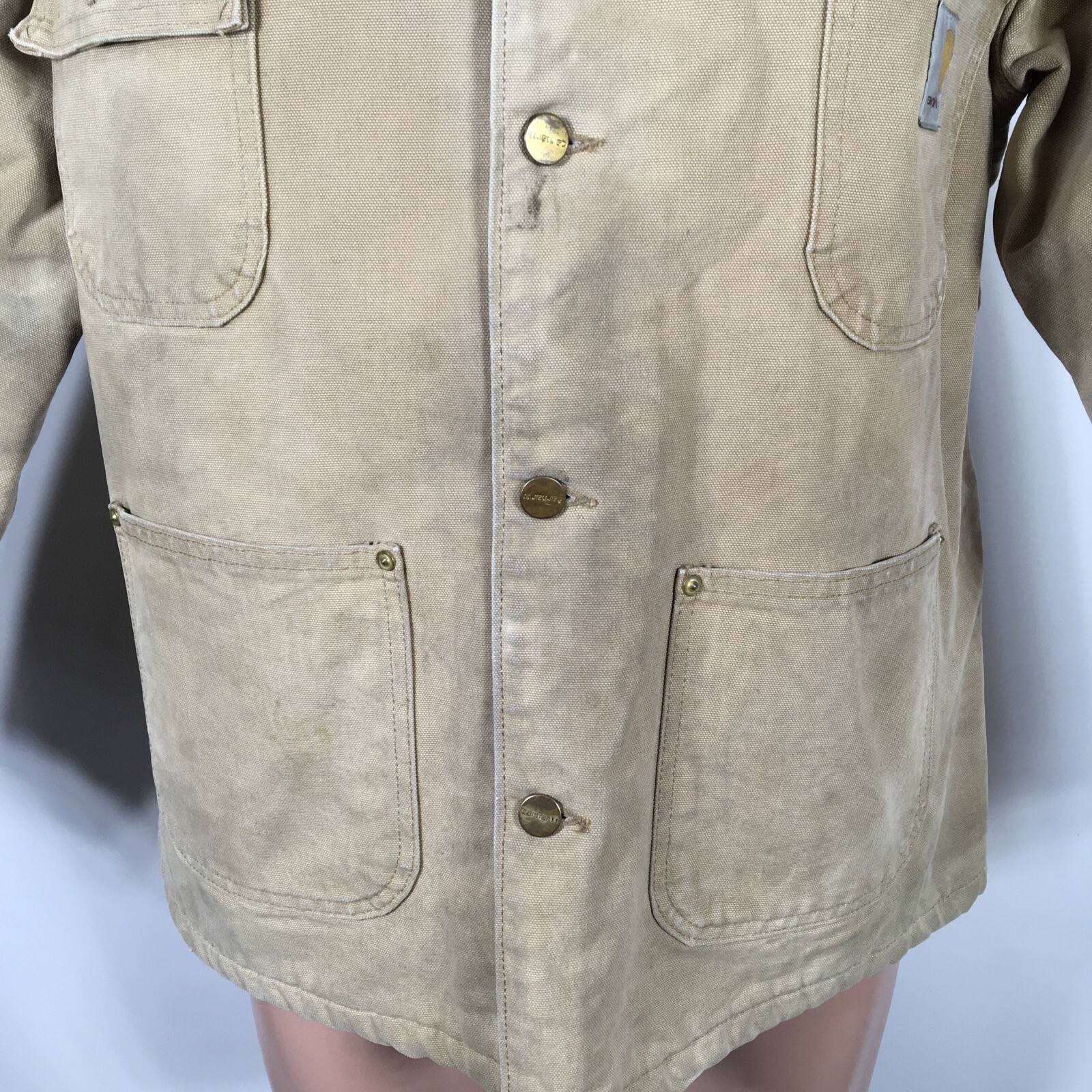 Vintage 1989 Carhartt Blanket Lined Chore Jacket 40R USA Brown Canvas UOP Saftey thumbnail 4