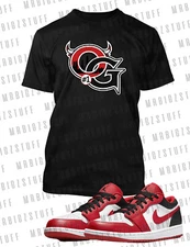 OG #1 Graphic Sneaker Tee Shirt Match J1 Low Reverse Black Toe Big Tall Small