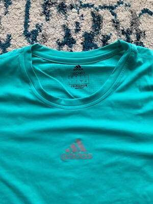 adidas Techfit Long Sleeve Shirt Teal Blue Green Men's Size Large