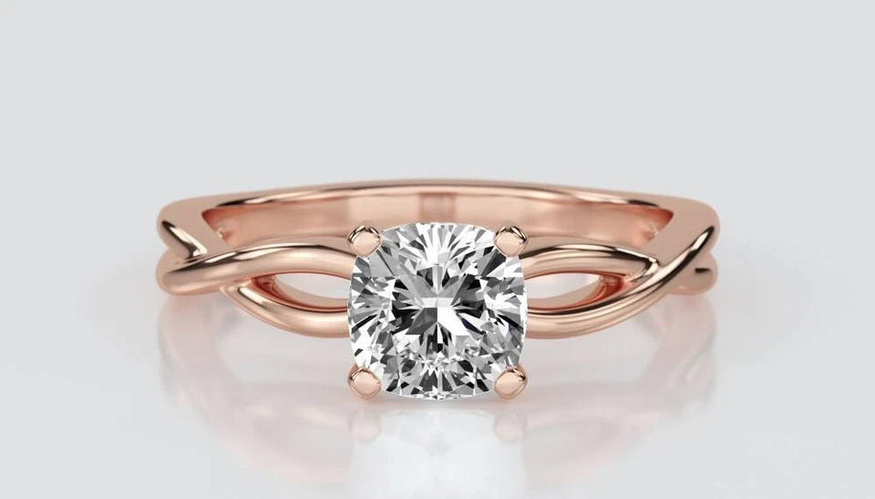 Infinity Moissanite Women Ring Cushion Cut Sterling Silver Rose Gold Plated Ring - Image 3 of 4