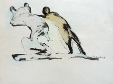 STUDY OF CHARACTERS ink drawing original ART directly from artist 24x32 cm