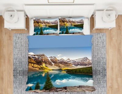 3D Mountain Lake NAO1799 Bed Pillowcases Quilt Duvet Cover Set Queen King Fay