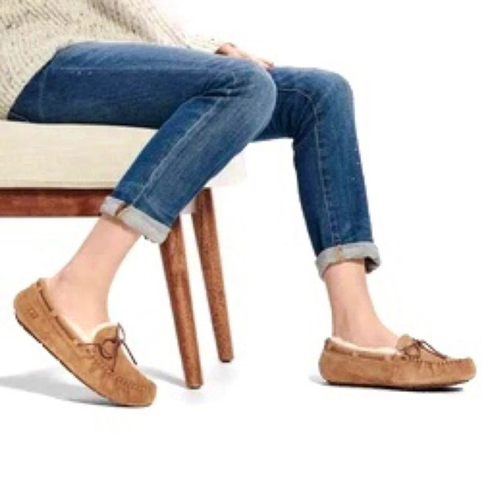 Mocassino mocassino UGG Dakota marrone castagna pelle scamosciata foderata lana mocassino scarpe