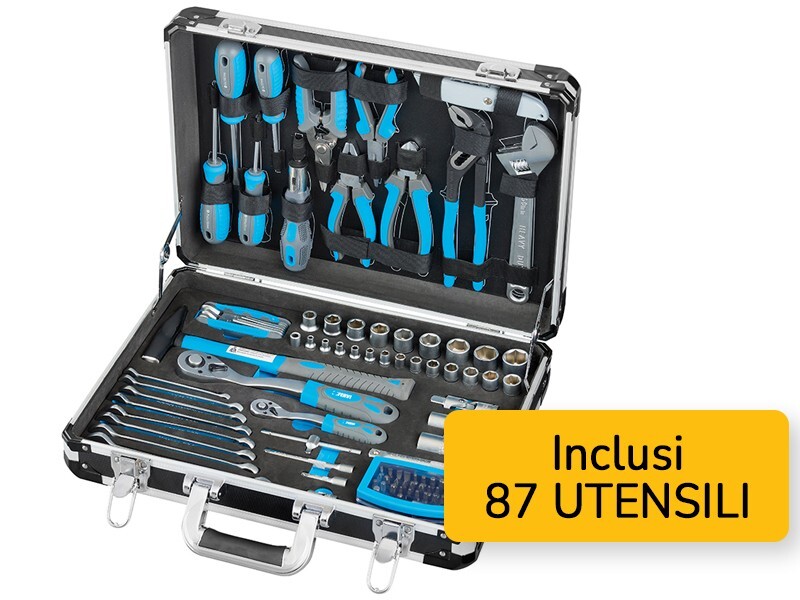 VALIGIA ALLUMINIO CASSETTA ATTREZZI 88 UTENSILI FERVI