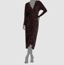 Lauren Ralph Lauren Women's Red Paisley Twisted Front Straight Dress Sz 8