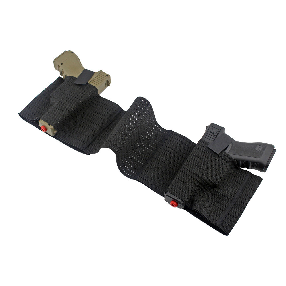 Tactical Concealed Carry Belly Band Holster Double Pistol Waist Belt Gun Holster