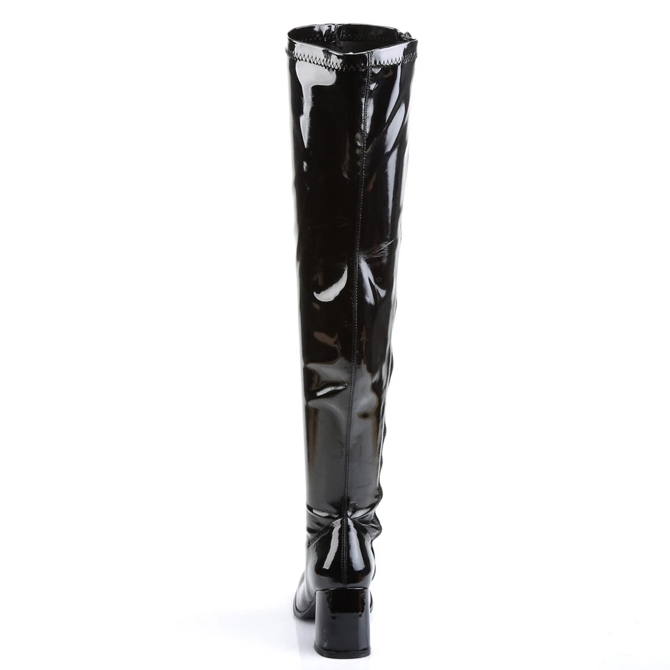 Sexy Black Retro 70's Gogo Dancer Halloween Costume Thigh High Boots GOGO-3000 - Image 4 of 4