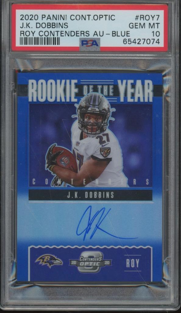 JK Dobbins Panini Contenders Optic Rookie of the Year Contenders Autographs #ROY7 Blue