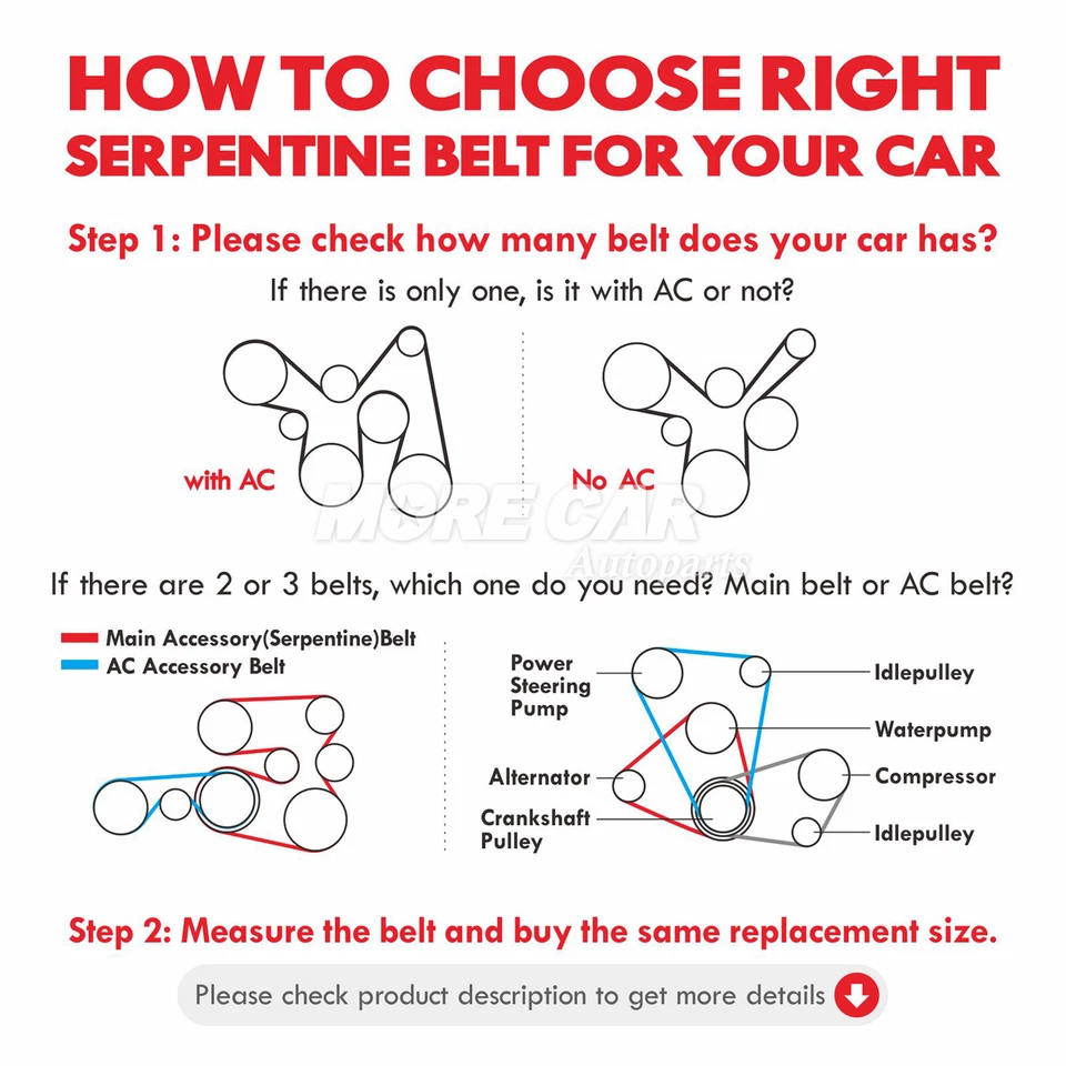 Accessory Drive Belt for 91-11 Honda Civic 1.8L 91-92 Lincoln Town Car Mercury - Image 2 of 4