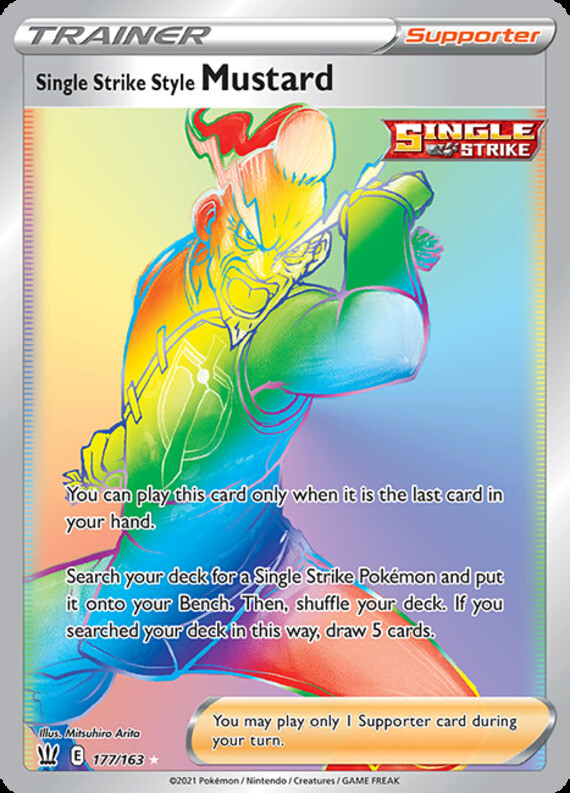 Single Strike Style Mustard - 177/163 - Secret Rare Pokemon NM-Mint Battle Style