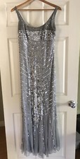 Silver Sequin Woman  s Evening Gown Dress Size 12