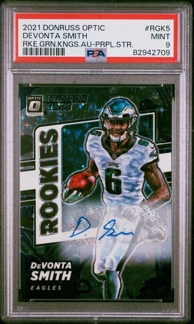 DeVonta Smith Panini Donruss Optic Rookie Gridiron Kings Autographs #RGK5 Purple Stars