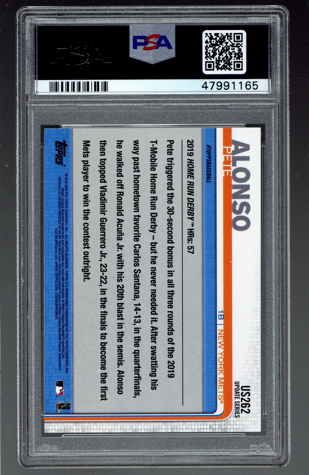 2019 Topps Update #US262 Pete Alonso PSA 9 ROOKIE RC view 2